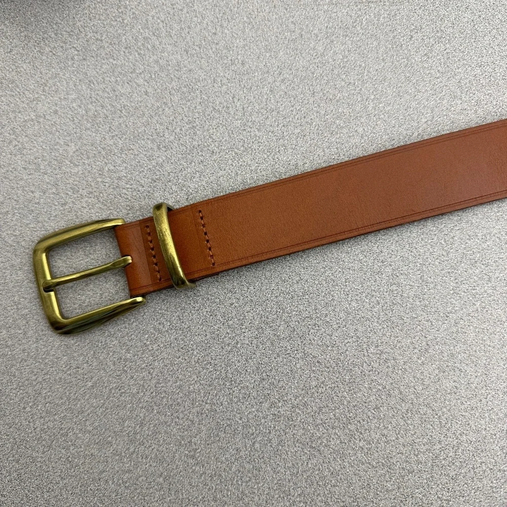 Madewell Leather Belt Womens XXL 2XL Brown Brass Buckle Tip Preppy Classic 1.25" - Picture 3 of 13